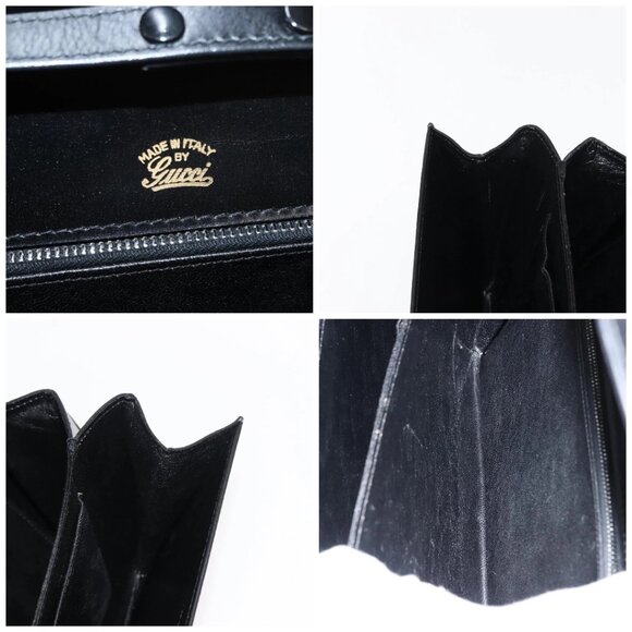 GUCCI Shoulder Bag Leather Vintage Black Gold Auth 146810 - Picture 15 of 16